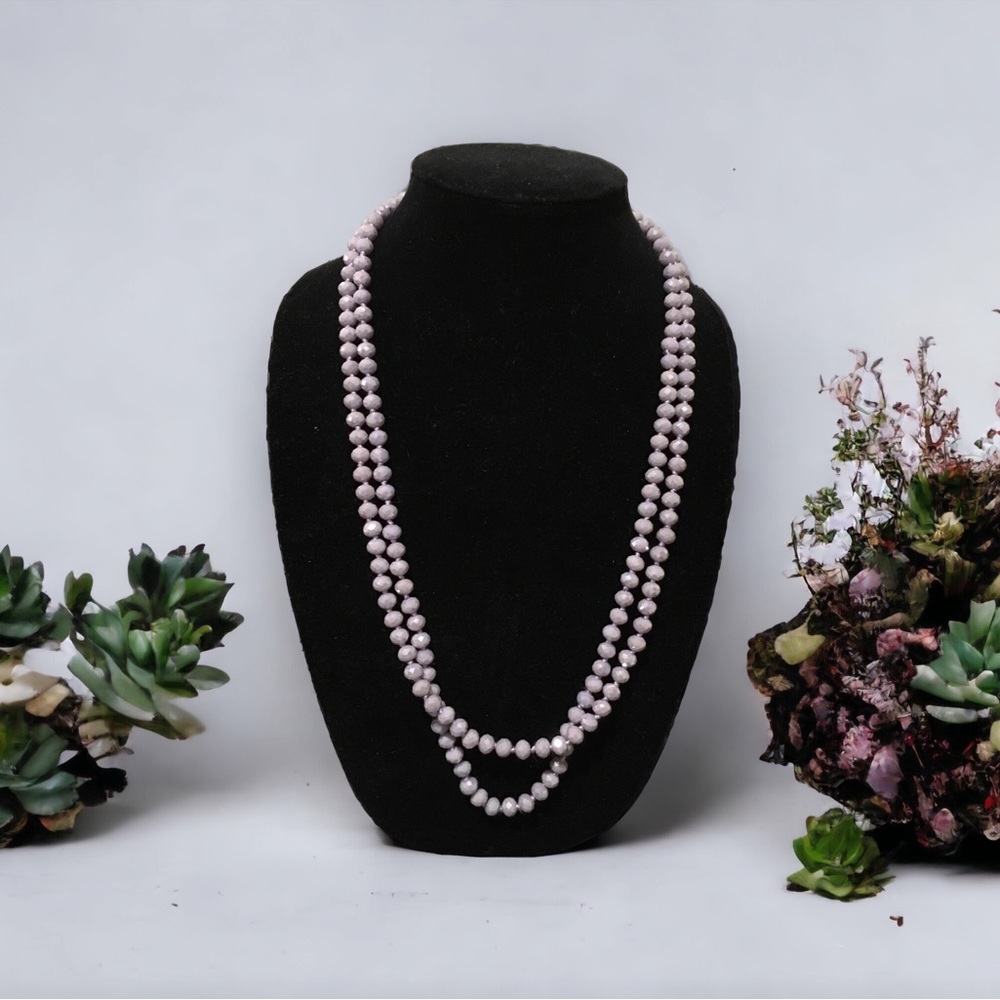 PURPLE CRYSTAL 60” KNOTT BEADS